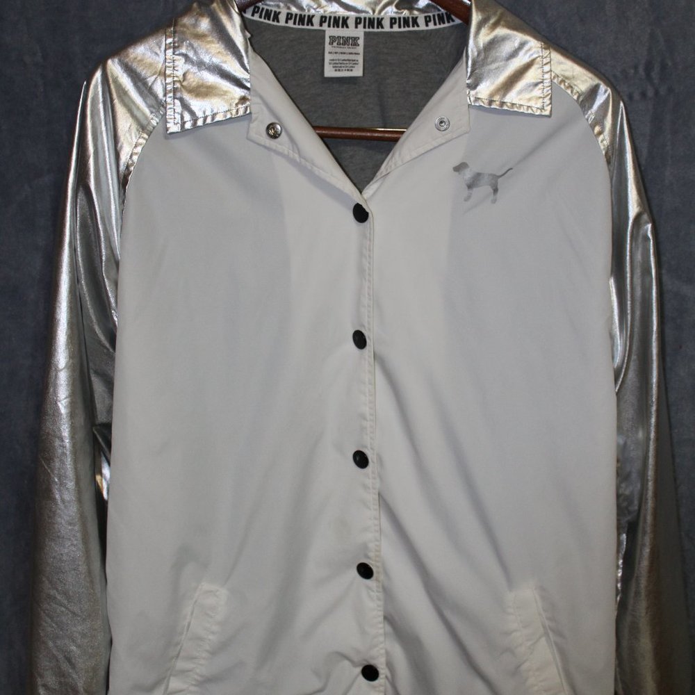 Victorias secret pink  windbreaker white/silver
